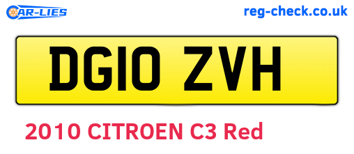 DG10ZVH are the vehicle registration plates.