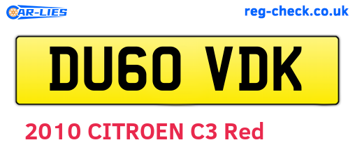 DU60VDK are the vehicle registration plates.