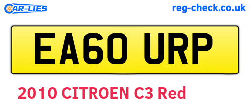 EA60URP are the vehicle registration plates.