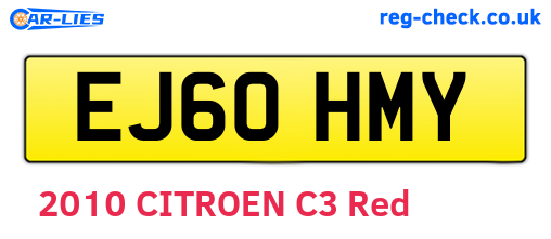 EJ60HMY are the vehicle registration plates.