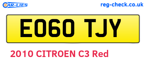 EO60TJY are the vehicle registration plates.