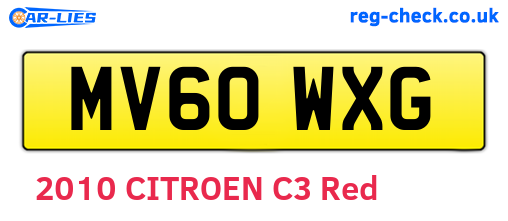MV60WXG are the vehicle registration plates.