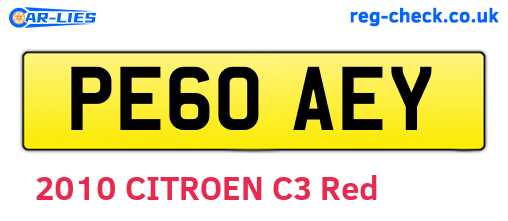 PE60AEY are the vehicle registration plates.