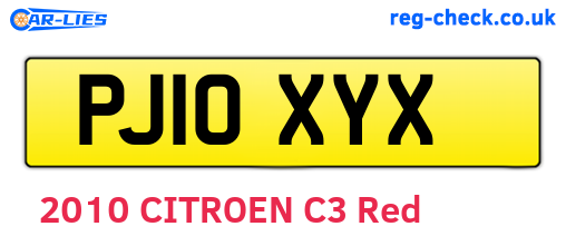 PJ10XYX are the vehicle registration plates.