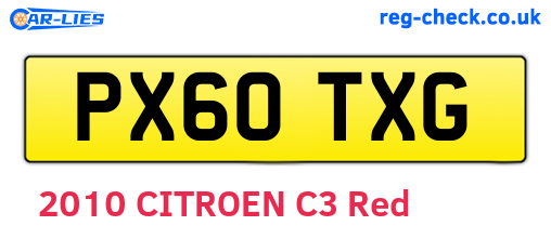 PX60TXG are the vehicle registration plates.