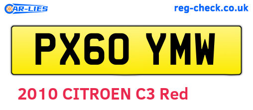 PX60YMW are the vehicle registration plates.