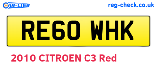 RE60WHK are the vehicle registration plates.