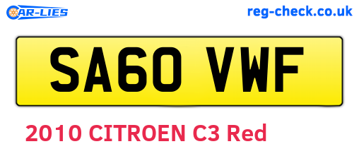 SA60VWF are the vehicle registration plates.