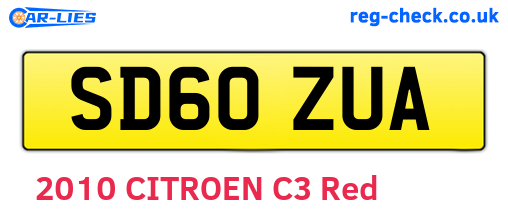 SD60ZUA are the vehicle registration plates.