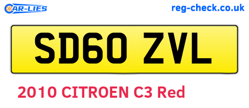 SD60ZVL are the vehicle registration plates.