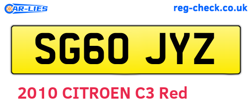 SG60JYZ are the vehicle registration plates.