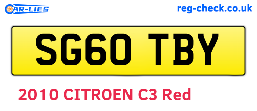 SG60TBY are the vehicle registration plates.