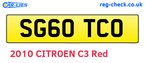 SG60TCO are the vehicle registration plates.