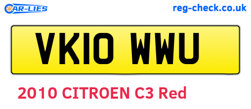 VK10WWU are the vehicle registration plates.
