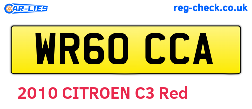 WR60CCA are the vehicle registration plates.