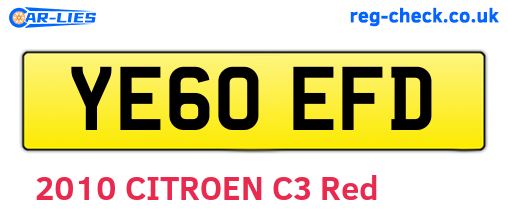 YE60EFD are the vehicle registration plates.