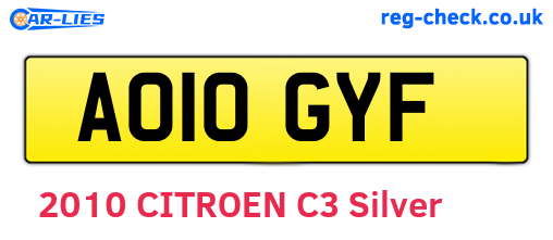 AO10GYF are the vehicle registration plates.