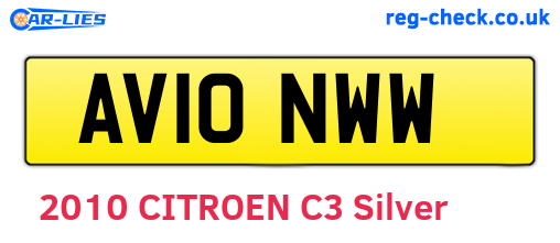 AV10NWW are the vehicle registration plates.