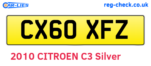 CX60XFZ are the vehicle registration plates.