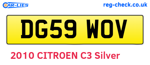 DG59WOV are the vehicle registration plates.