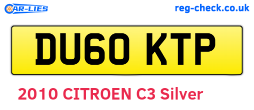 DU60KTP are the vehicle registration plates.