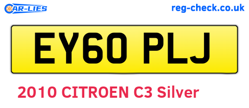 EY60PLJ are the vehicle registration plates.