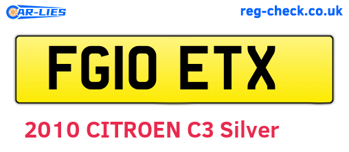 FG10ETX are the vehicle registration plates.