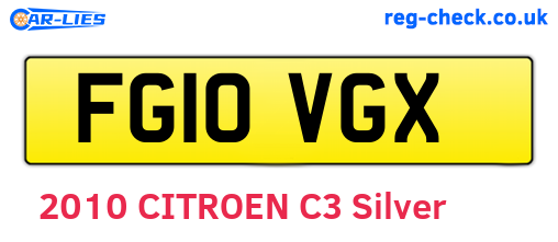 FG10VGX are the vehicle registration plates.