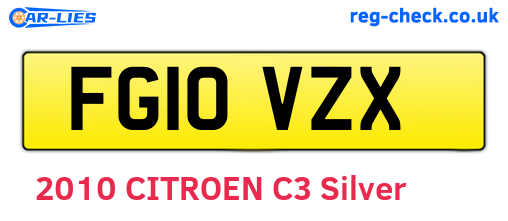 FG10VZX are the vehicle registration plates.
