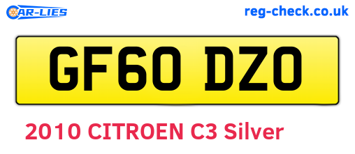 GF60DZO are the vehicle registration plates.