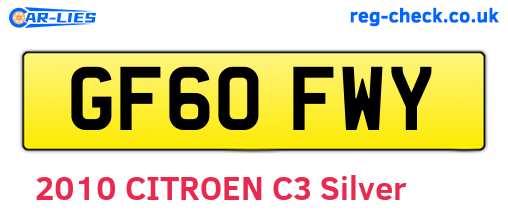 GF60FWY are the vehicle registration plates.