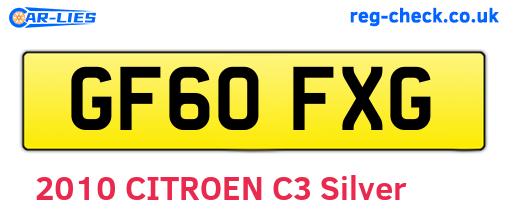 GF60FXG are the vehicle registration plates.