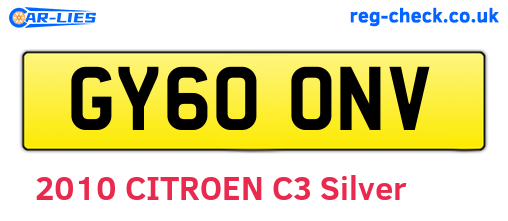 GY60ONV are the vehicle registration plates.