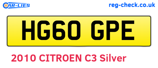 HG60GPE are the vehicle registration plates.