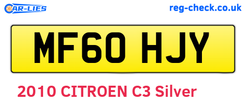 MF60HJY are the vehicle registration plates.