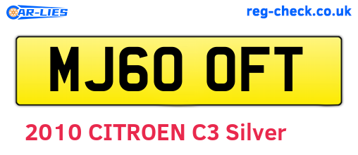 MJ60OFT are the vehicle registration plates.