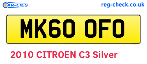 MK60OFO are the vehicle registration plates.