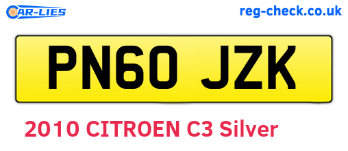 PN60JZK are the vehicle registration plates.