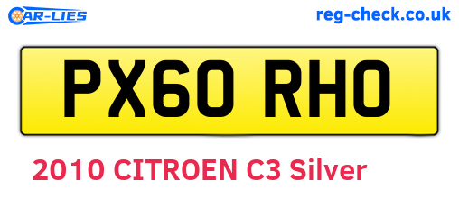 PX60RHO are the vehicle registration plates.