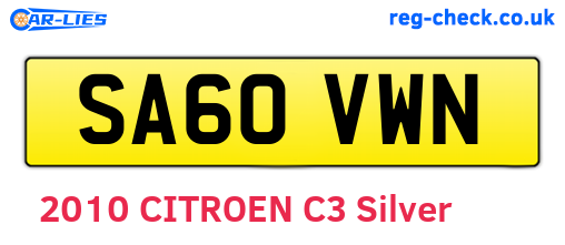 SA60VWN are the vehicle registration plates.