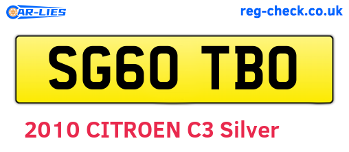 SG60TBO are the vehicle registration plates.