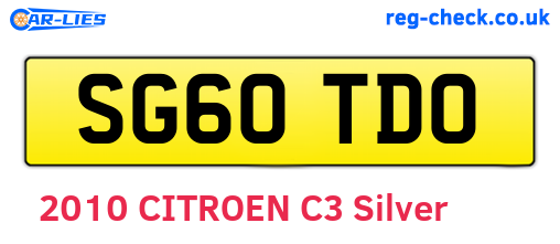 SG60TDO are the vehicle registration plates.