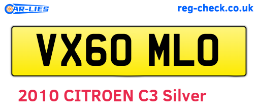VX60MLO are the vehicle registration plates.