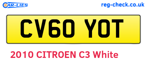 CV60YOT are the vehicle registration plates.