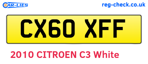 CX60XFF are the vehicle registration plates.