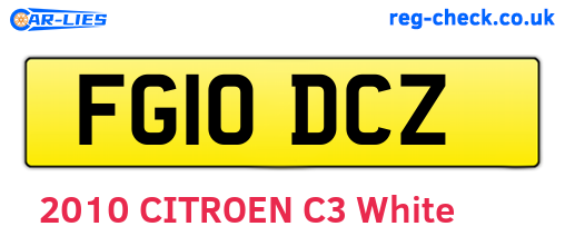 FG10DCZ are the vehicle registration plates.