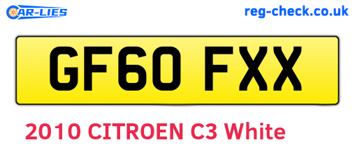 GF60FXX are the vehicle registration plates.