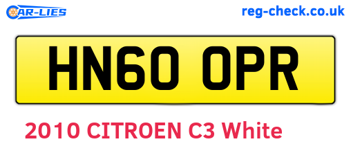 HN60OPR are the vehicle registration plates.