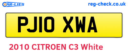 PJ10XWA are the vehicle registration plates.