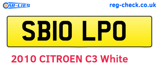 SB10LPO are the vehicle registration plates.
